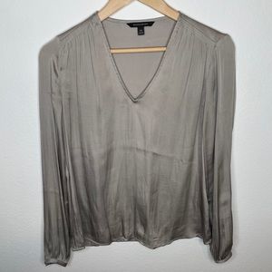 Banana Republic Long Sleeve Silver Silk Shirt